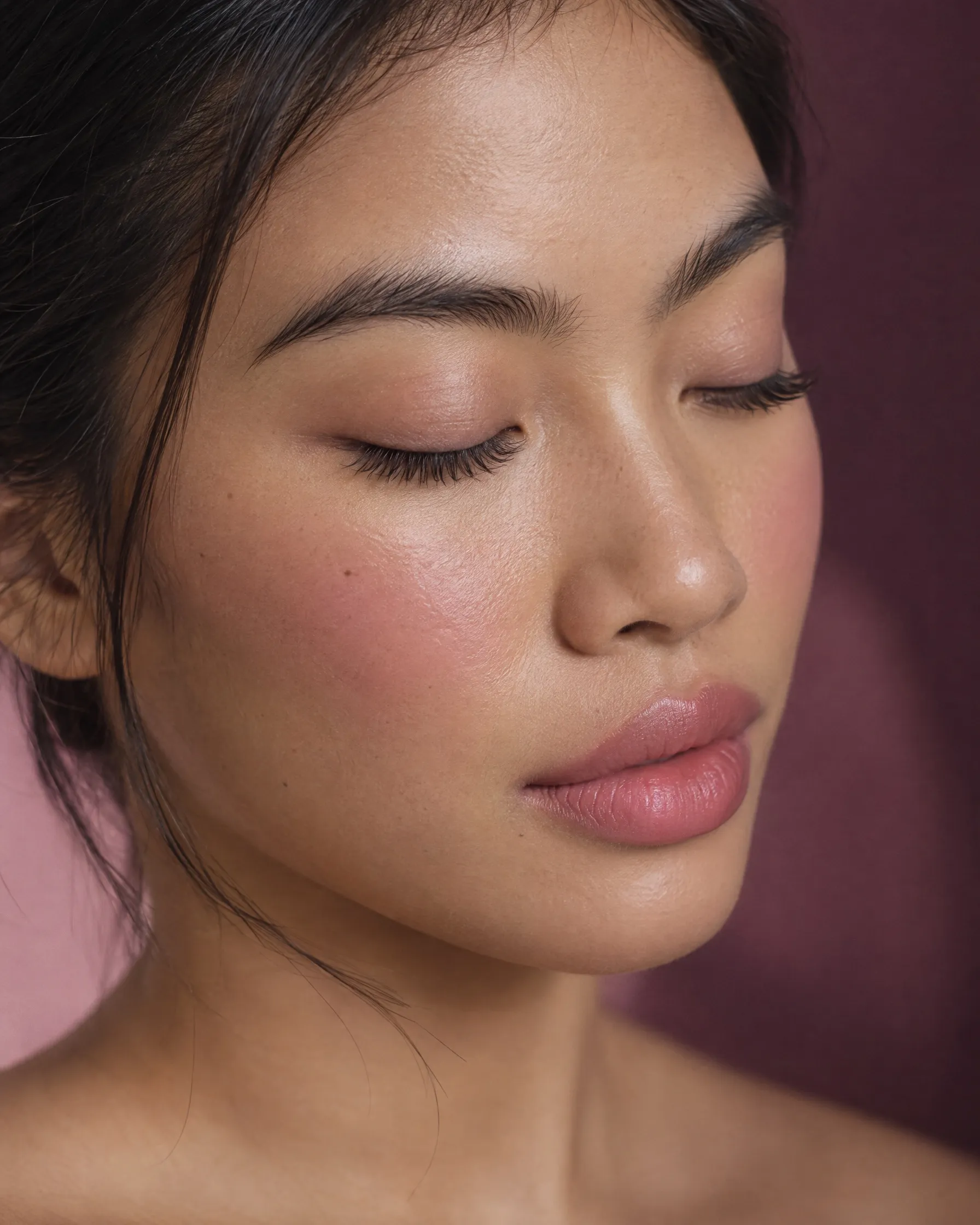 A woman with eyes gently closed and naturally lifted lashes